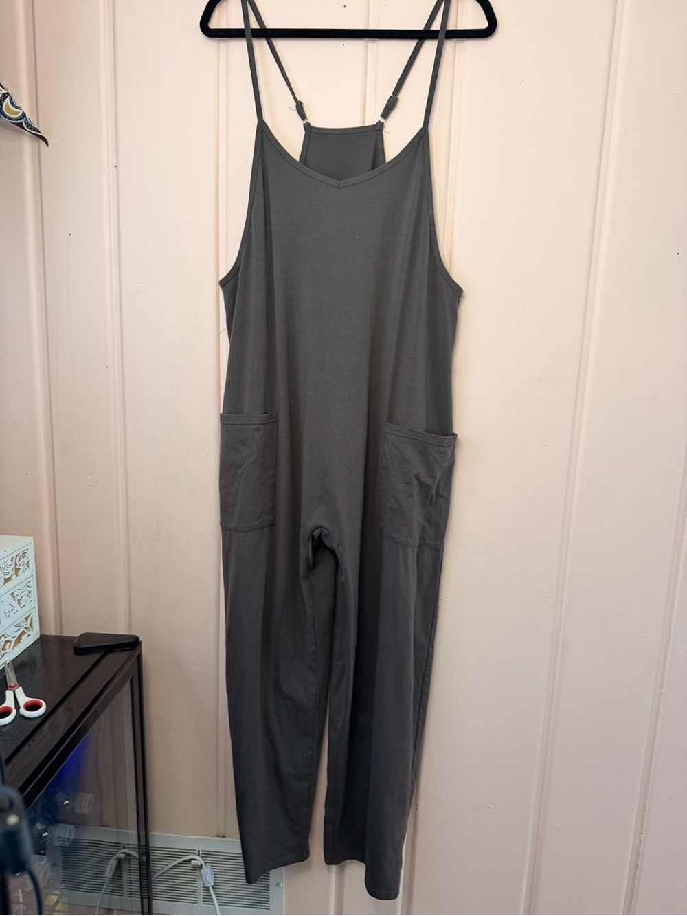 Women's grey Wide-Leg Jumpsuit with Pockets szM/L
